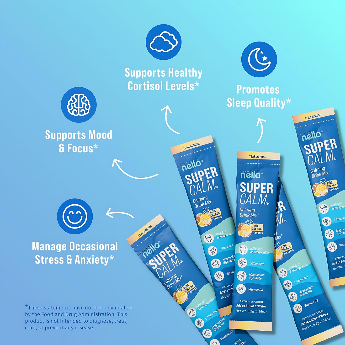 Supercalm Powdered Drink Mix, Raspberry Lemonade, L Theanine, Ksm-66 Ashwagandha, Magnesium Glycinate, Vitamin D 3, Supplements for Relaxation & Focus, No Sugar, Non GMO, On The Go(20 Servings)