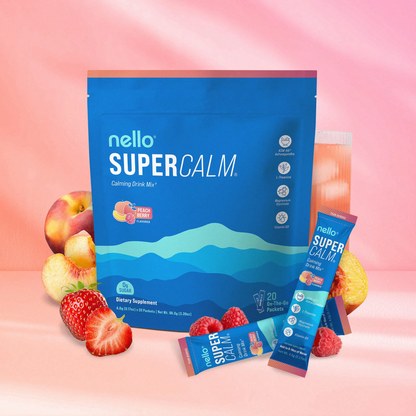 Supercalm Powdered Drink Mix, Raspberry Lemonade, L Theanine, Ksm-66 Ashwagandha, Magnesium Glycinate, Vitamin D 3, Supplements for Relaxation & Focus, No Sugar, Non GMO, On The Go(20 Servings)