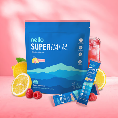 Supercalm Powdered Drink Mix, Raspberry Lemonade, L Theanine, Ksm-66 Ashwagandha, Magnesium Glycinate, Vitamin D 3, Supplements for Relaxation & Focus, No Sugar, Non GMO, On The Go(20 Servings)