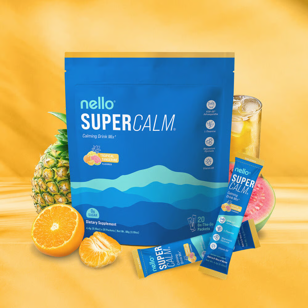 Supercalm Powdered Drink Mix, Raspberry Lemonade, L Theanine, Ksm-66 Ashwagandha, Magnesium Glycinate, Vitamin D 3, Supplements for Relaxation & Focus, No Sugar, Non GMO, On The Go(20 Servings)