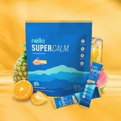 Supercalm Powdered Drink Mix, Raspberry Lemonade, L Theanine, Ksm-66 Ashwagandha, Magnesium Glycinate, Vitamin D 3, Supplements for Relaxation & Focus, No Sugar, Non GMO, On The Go(20 Servings)